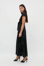 RIXO Marlice Silk Midi Dress in Black