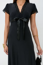 RIXO Marlice Silk Midi Dress in Black