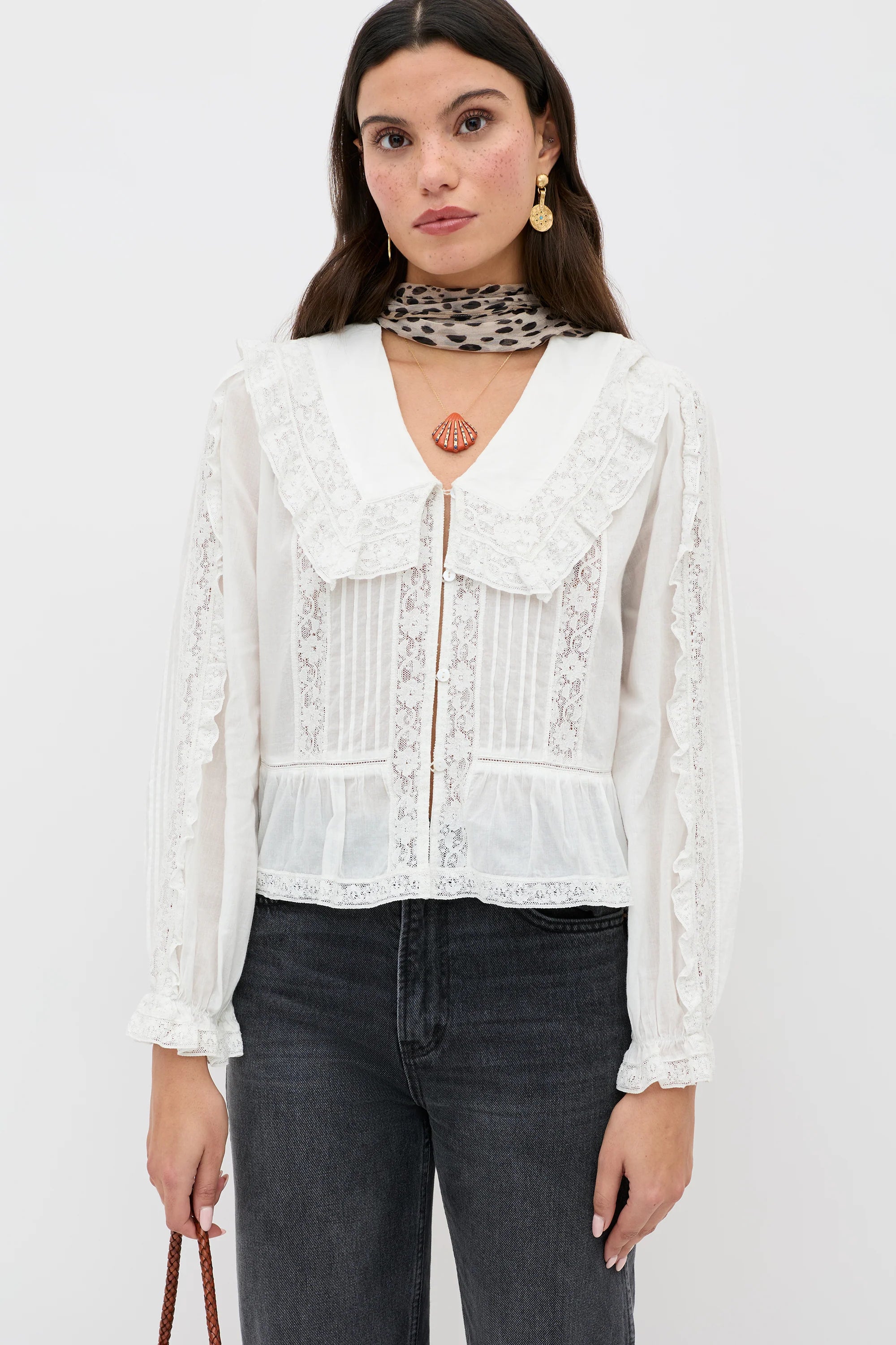 RIXO Maribelle Top in Ivory