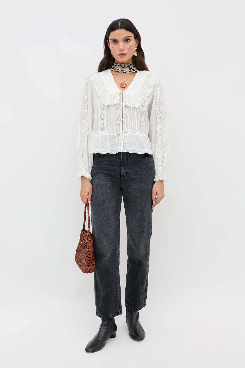 RIXO Maribelle Top in Ivory
