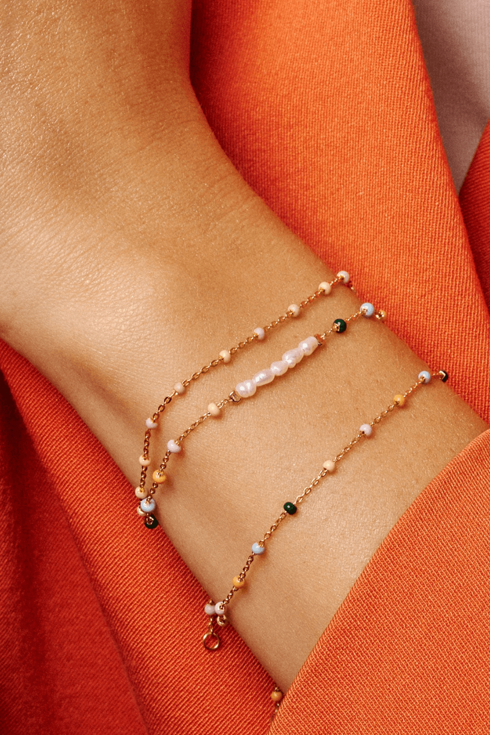 Lola Gold Plated Sterling Silver Bracelet in Dreamy and Pearl