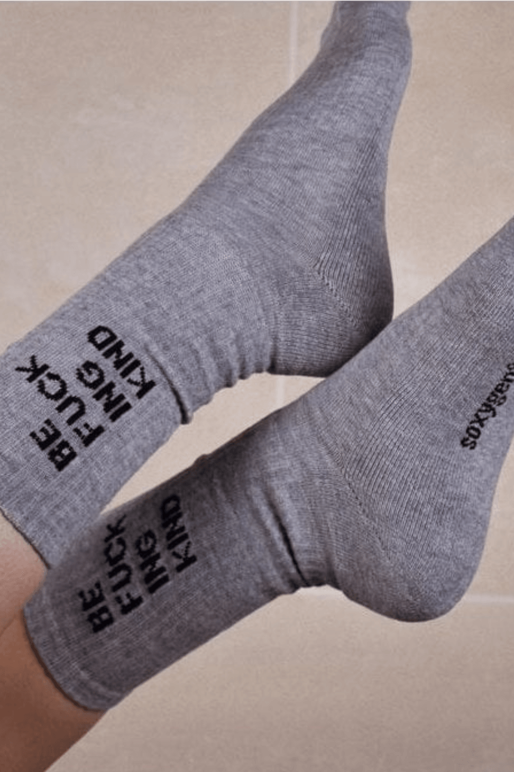 BE F*CKING KIND Socks in Slate