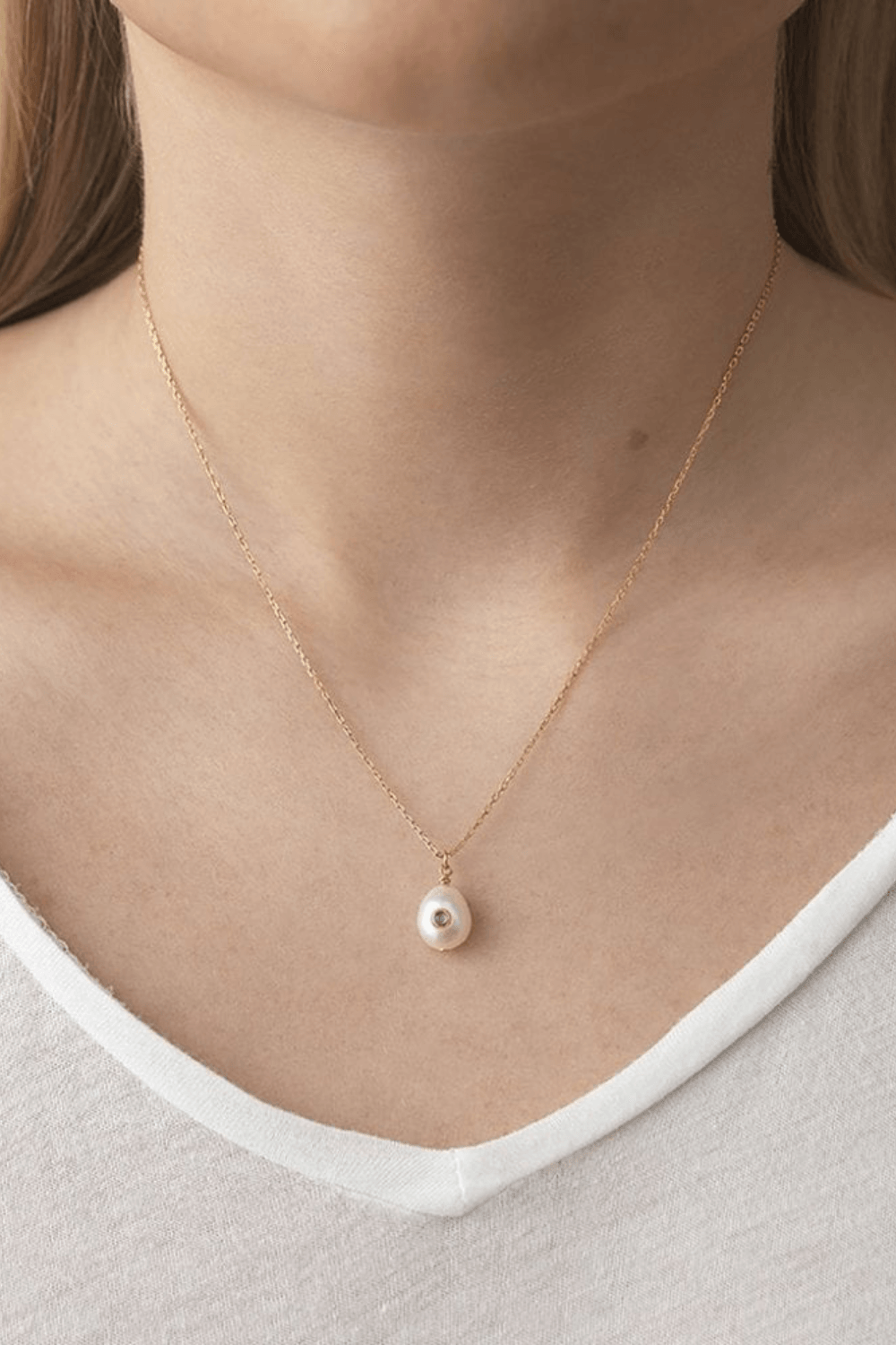 Pearl Necklace Gold Plated Green Agate