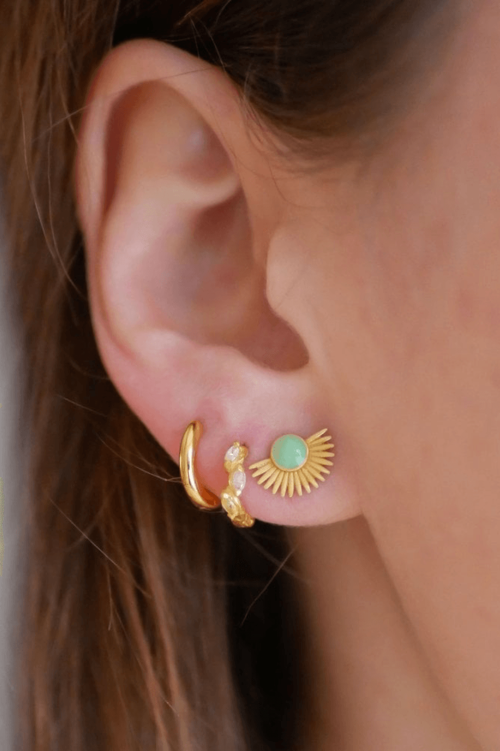 Soleil Studs in Dusty Green