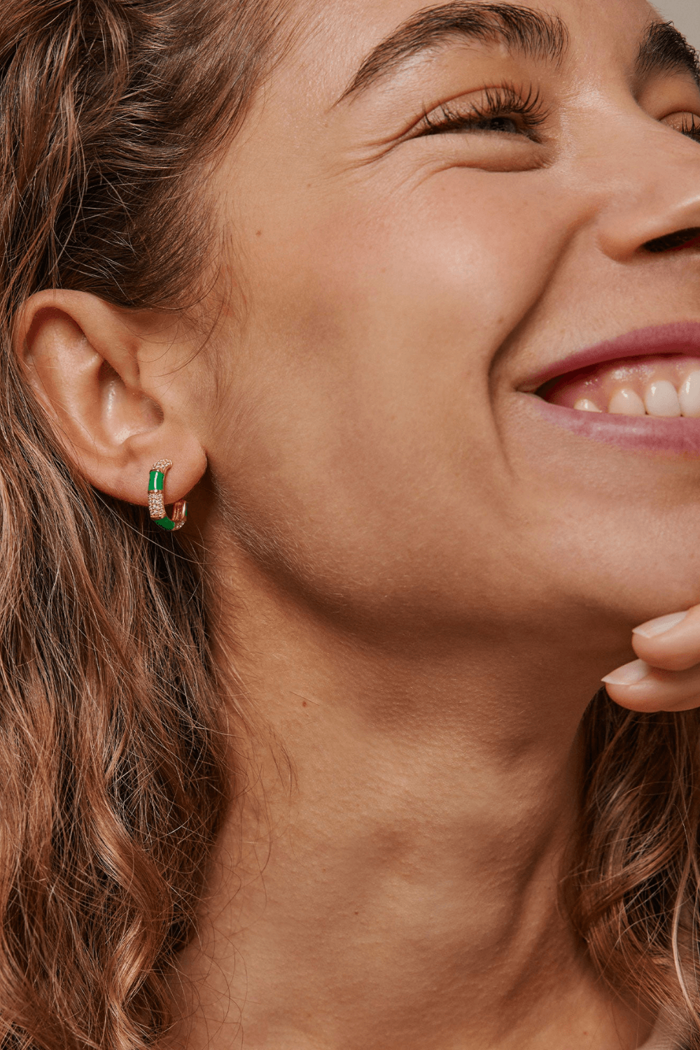 Oline Earrings in Green and Clear