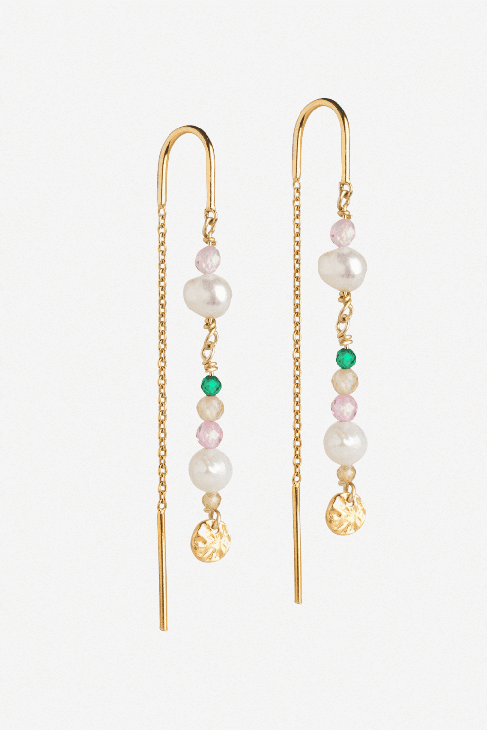 Sofia Earring in Light Pink/Khaki/Peach and Pearl
