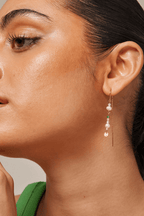 Sofia Earring in Light Pink/Khaki/Peach and Pearl