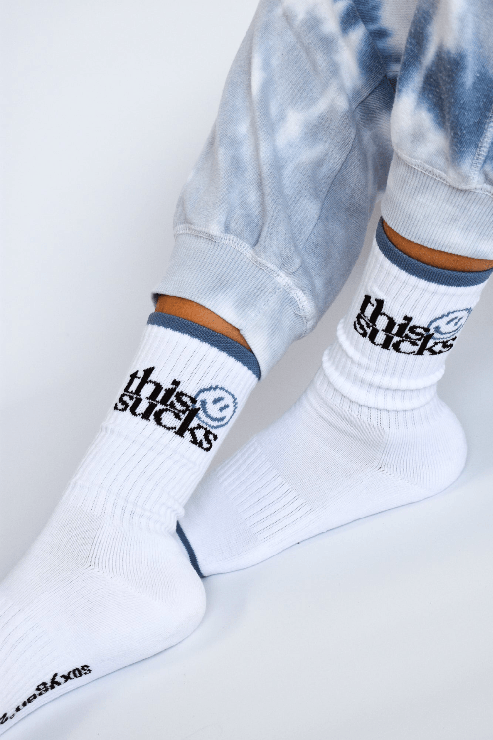 THIS SUCKS Socks in Frost with Smile