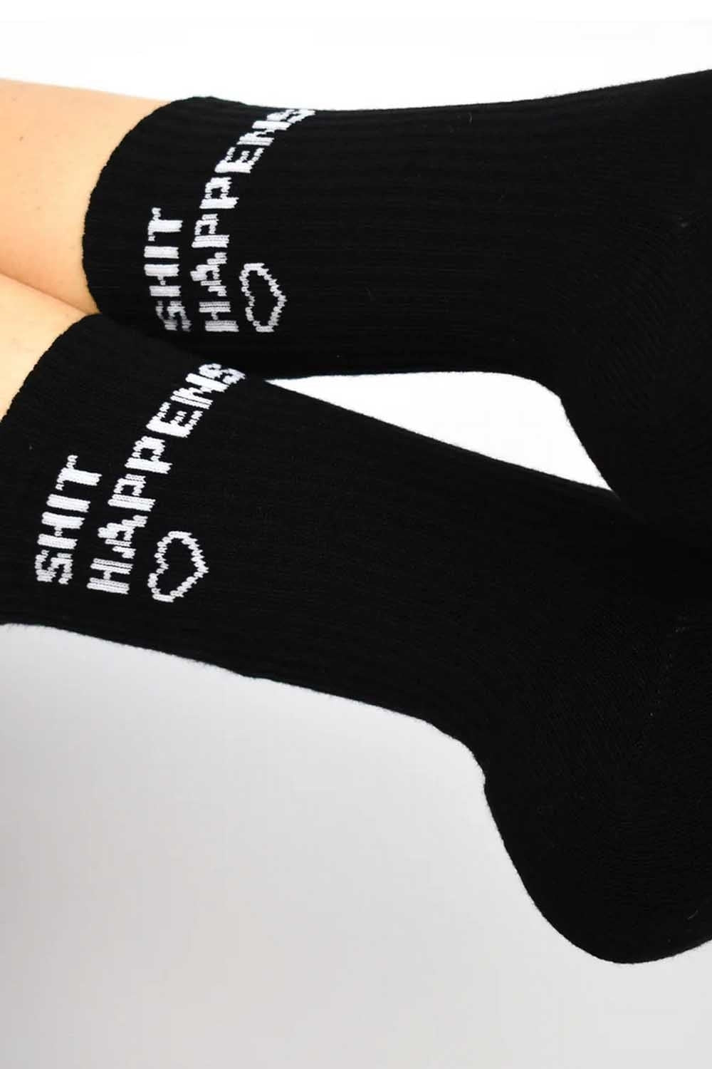 SHIT HAPPENS Socks in Jet with Love Heart