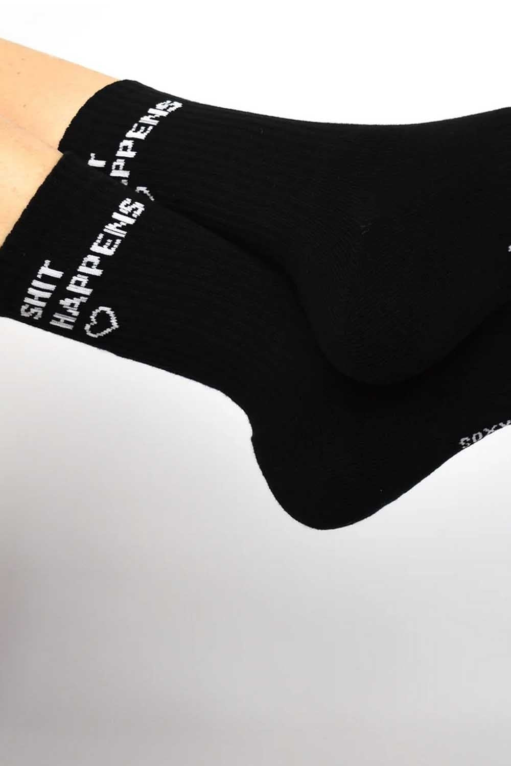 SHIT HAPPENS Socks in Jet with Love Heart