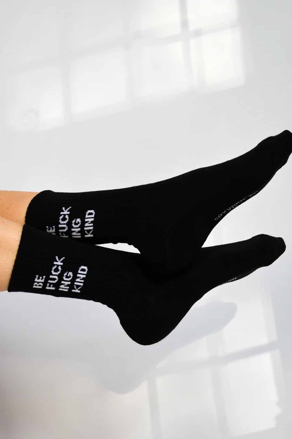 BE F*CKING KIND Socks in Jet