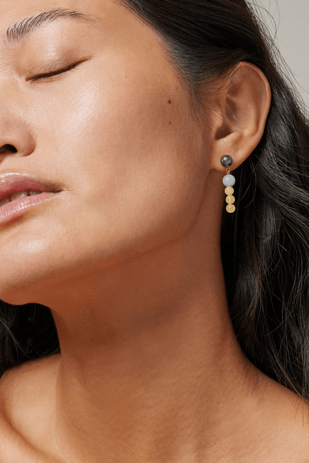 Obi Earrings in Kaki Green, Blue and Yello