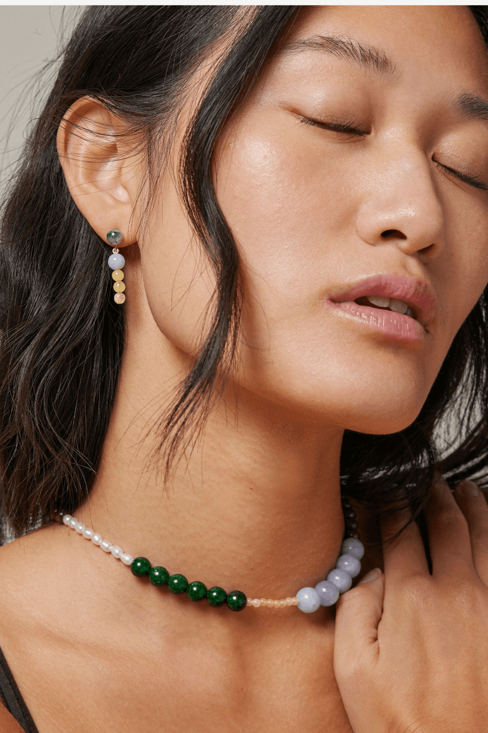 Obi Earrings in Kaki Green, Blue and Yello