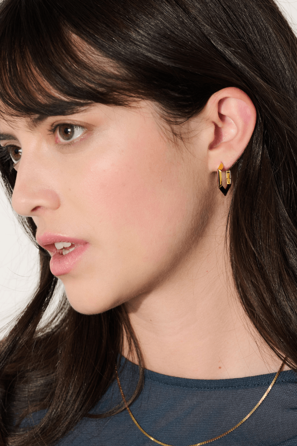 Large Bevelled Hexagon Earrings