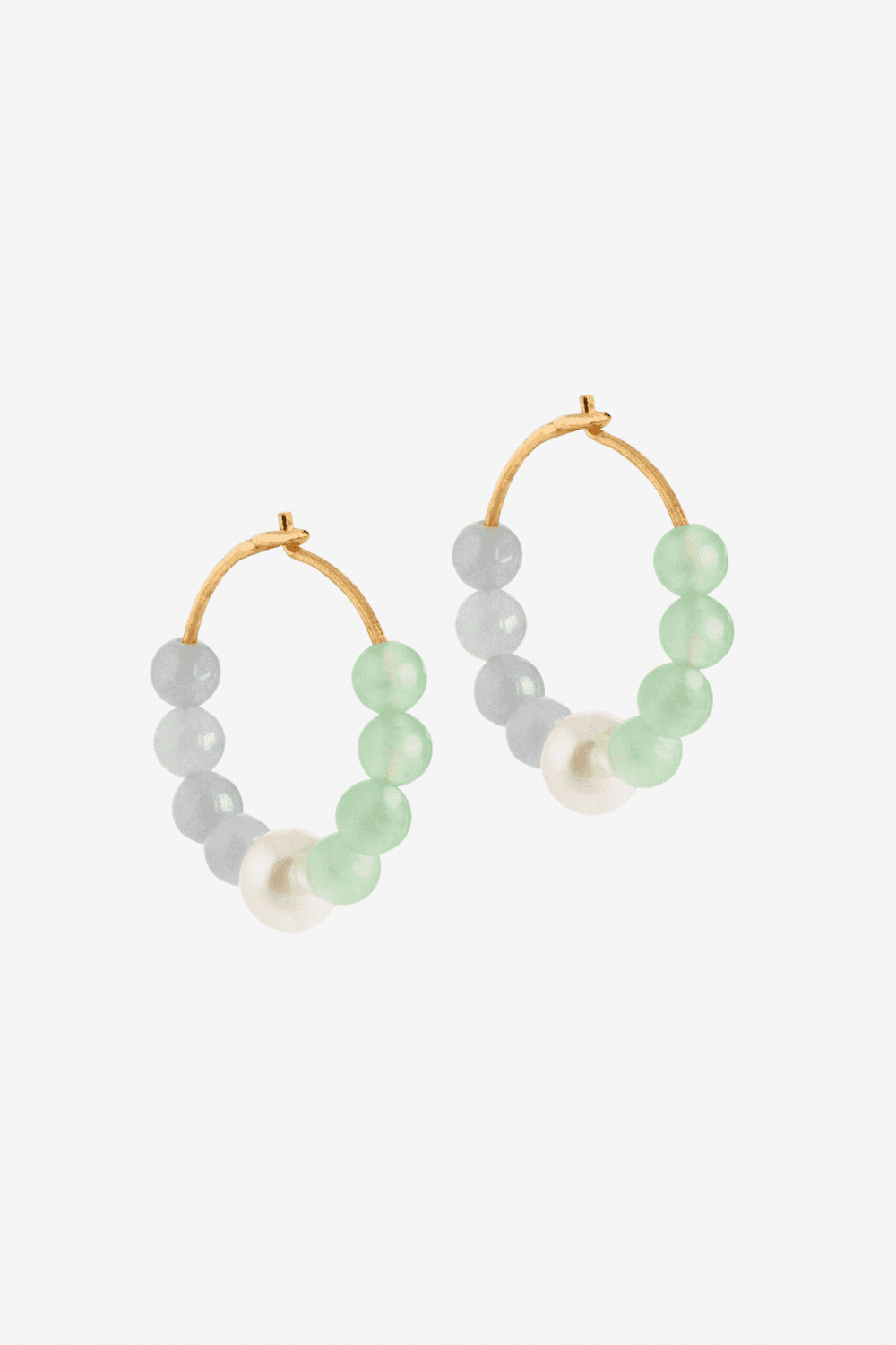Kalea Hoops in Light Green, Pearl and Light Blue