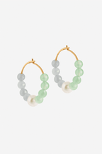 Kalea Hoops in Light Green, Pearl and Light Blue