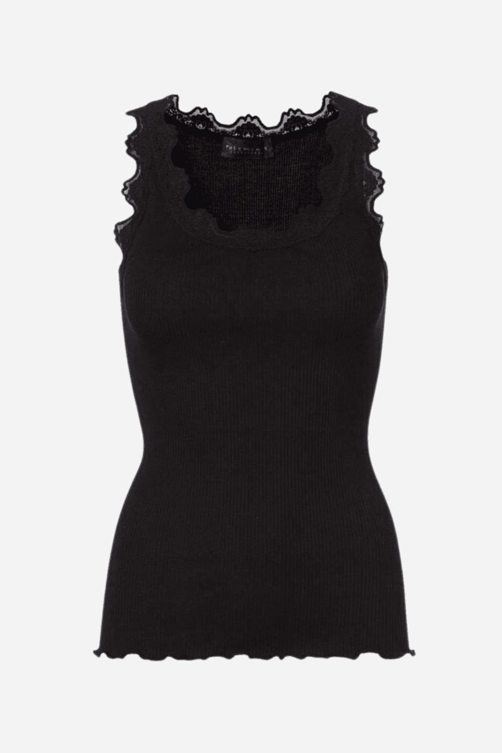 Regular Silk Babette Vest with Vintage Lace in Black