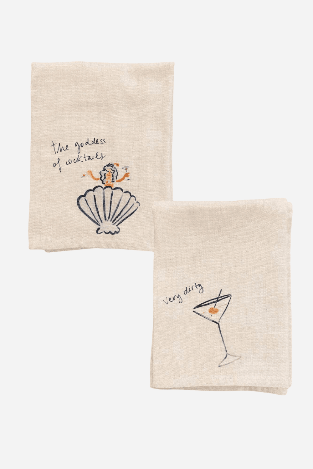 Goddess of Cocktails and Very Dirty Martini Linen Napkin Set