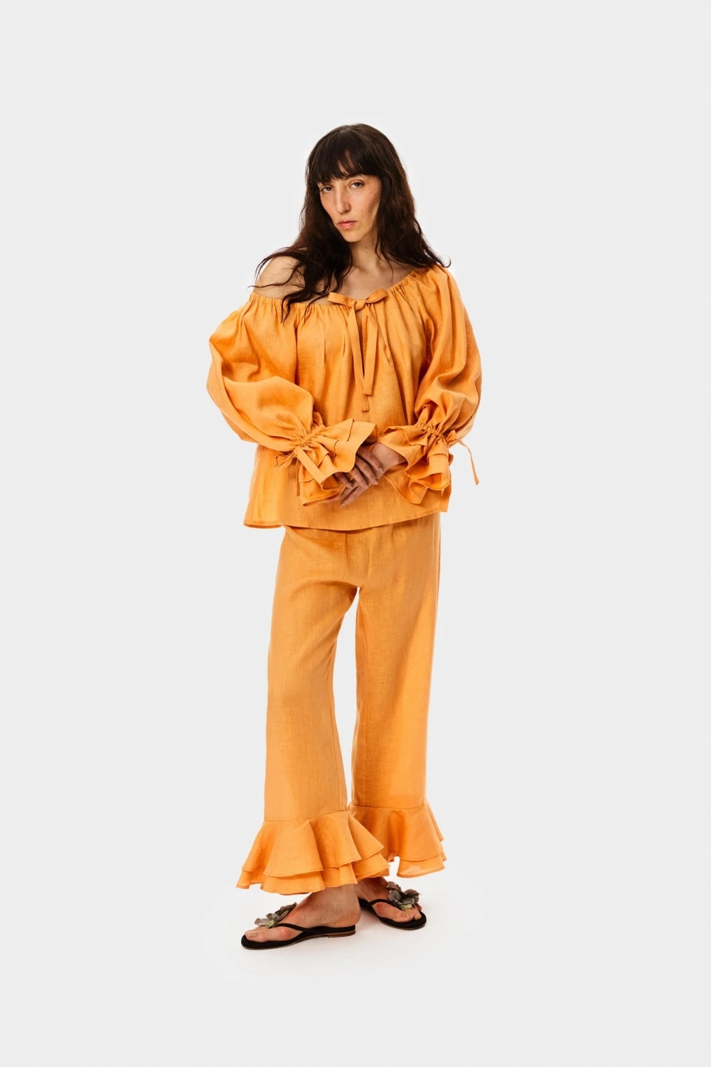 Cha-Cha Linen Lounge Set in Coral