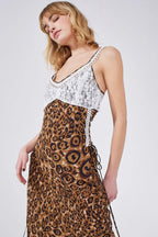 Arizona Lace Bust Slip Dress in Camel Brown