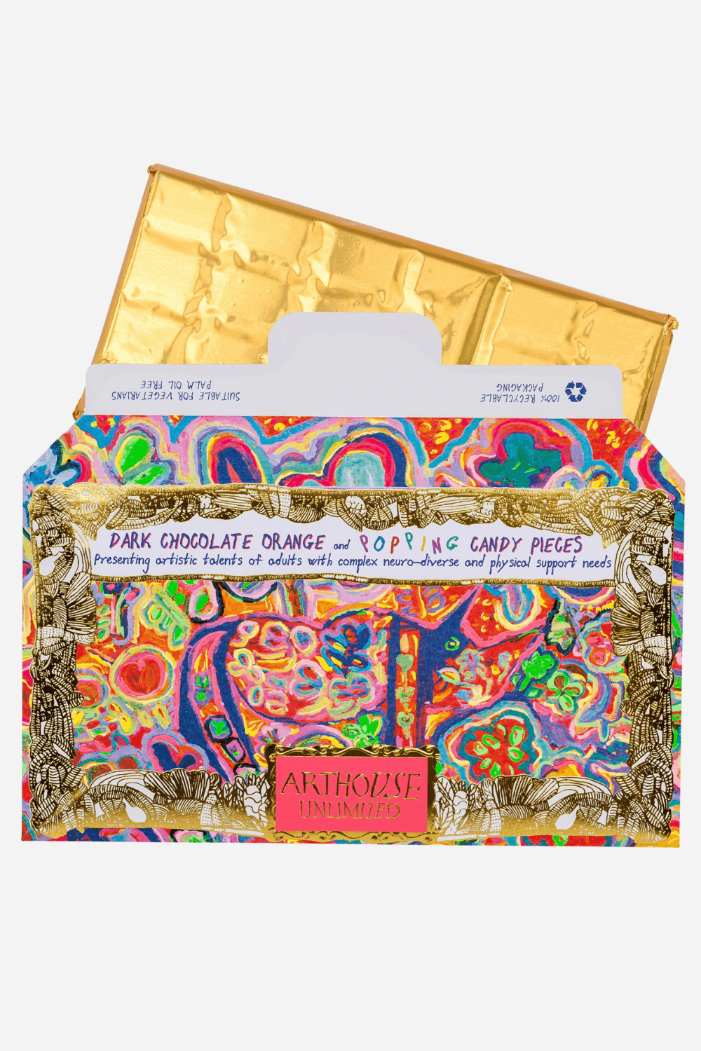 Chocolate Bar - Rhino Dark Orange and Popping Candy Pieces