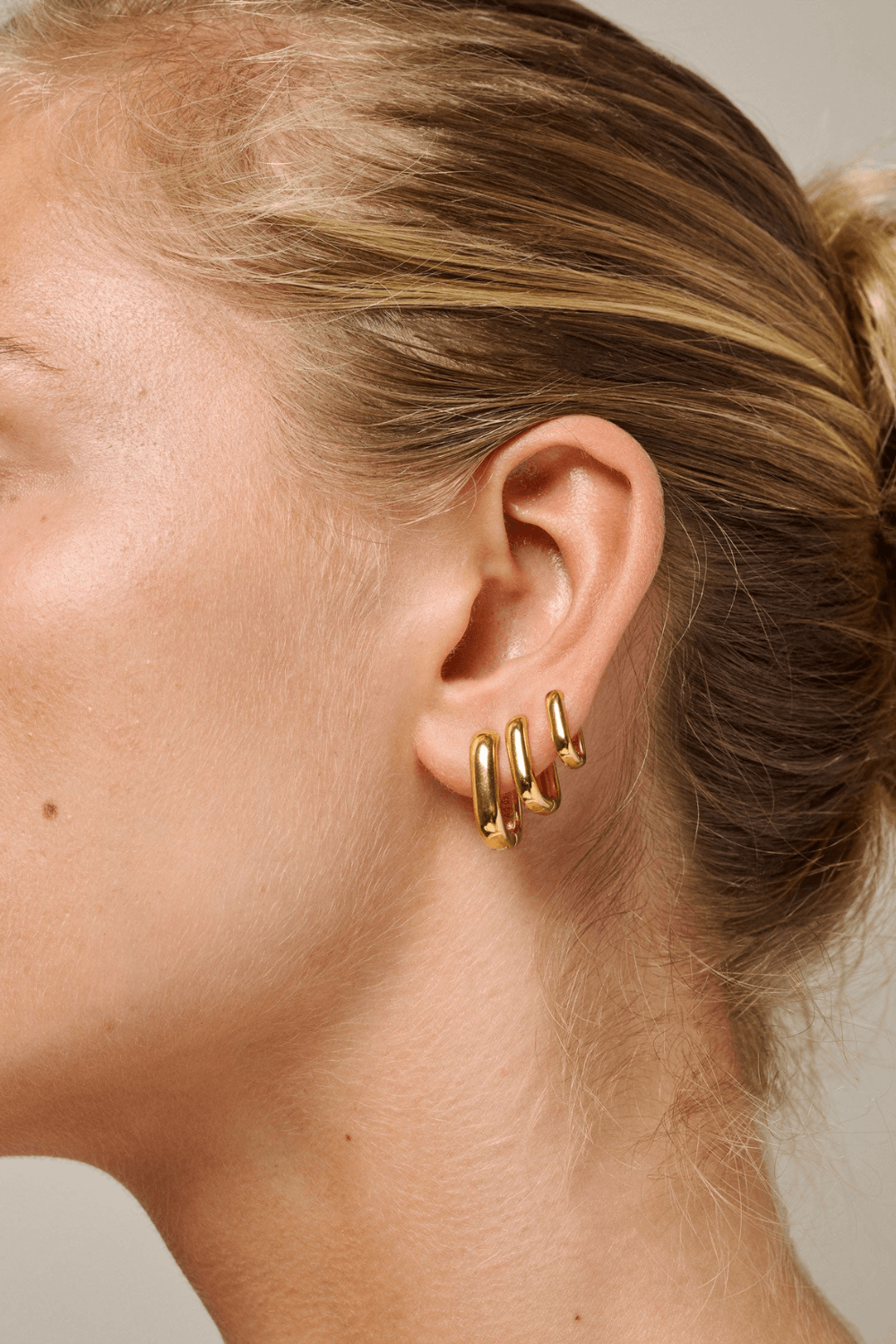 Square 18mm Hoops Gold Plated Sterling Silver