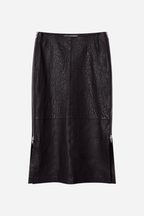 Kathe - Textured Leather Skirt in Espresso