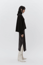Kathe - Textured Leather Skirt in Espresso