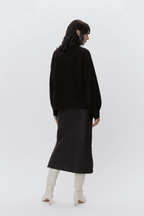 Kathe - Textured Leather Skirt in Espresso