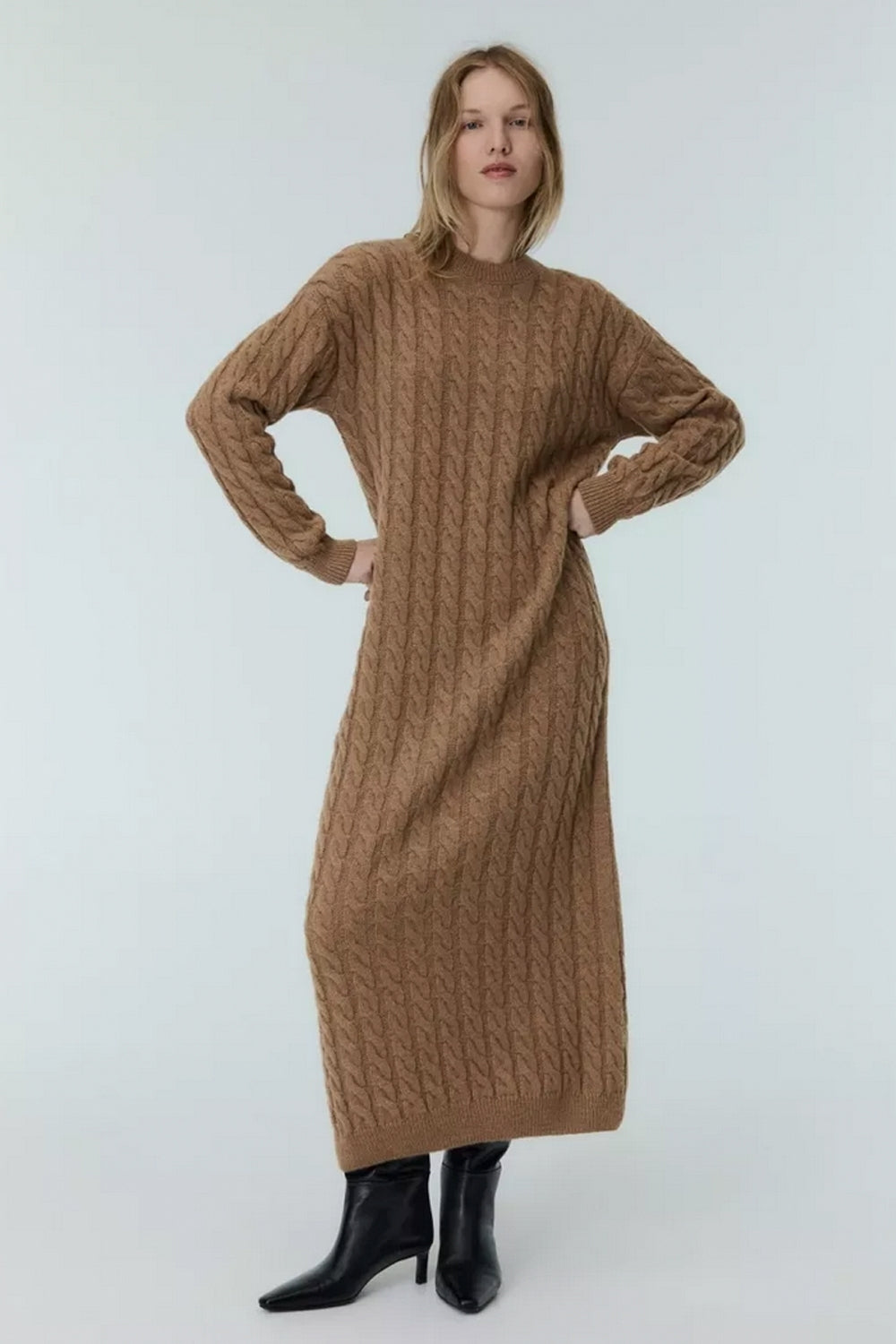 River Woman Dress in Suede Caramel