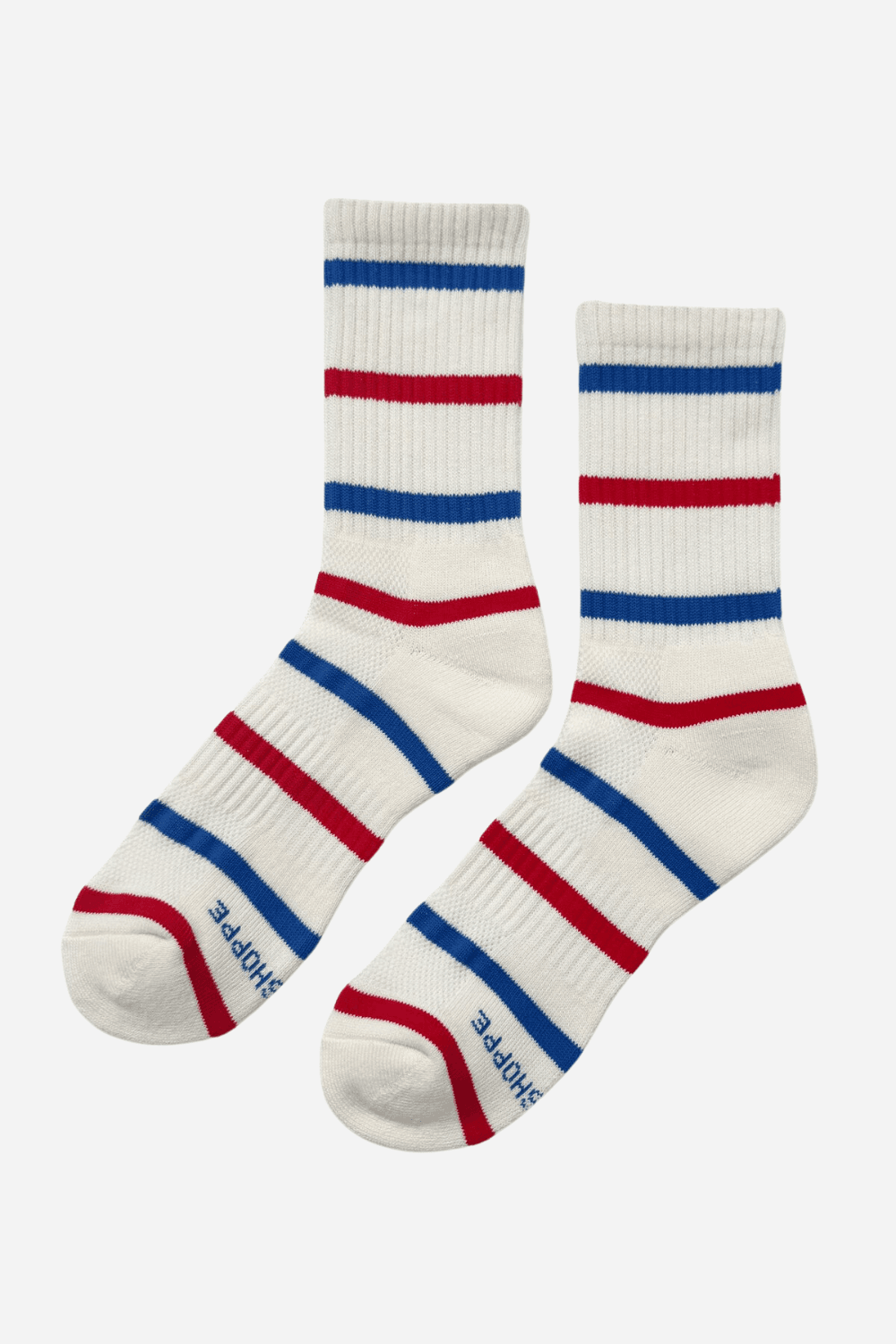 Boyfriend Socks in Red Blue Stripe