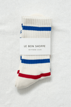 Boyfriend Socks in Red Blue Stripe