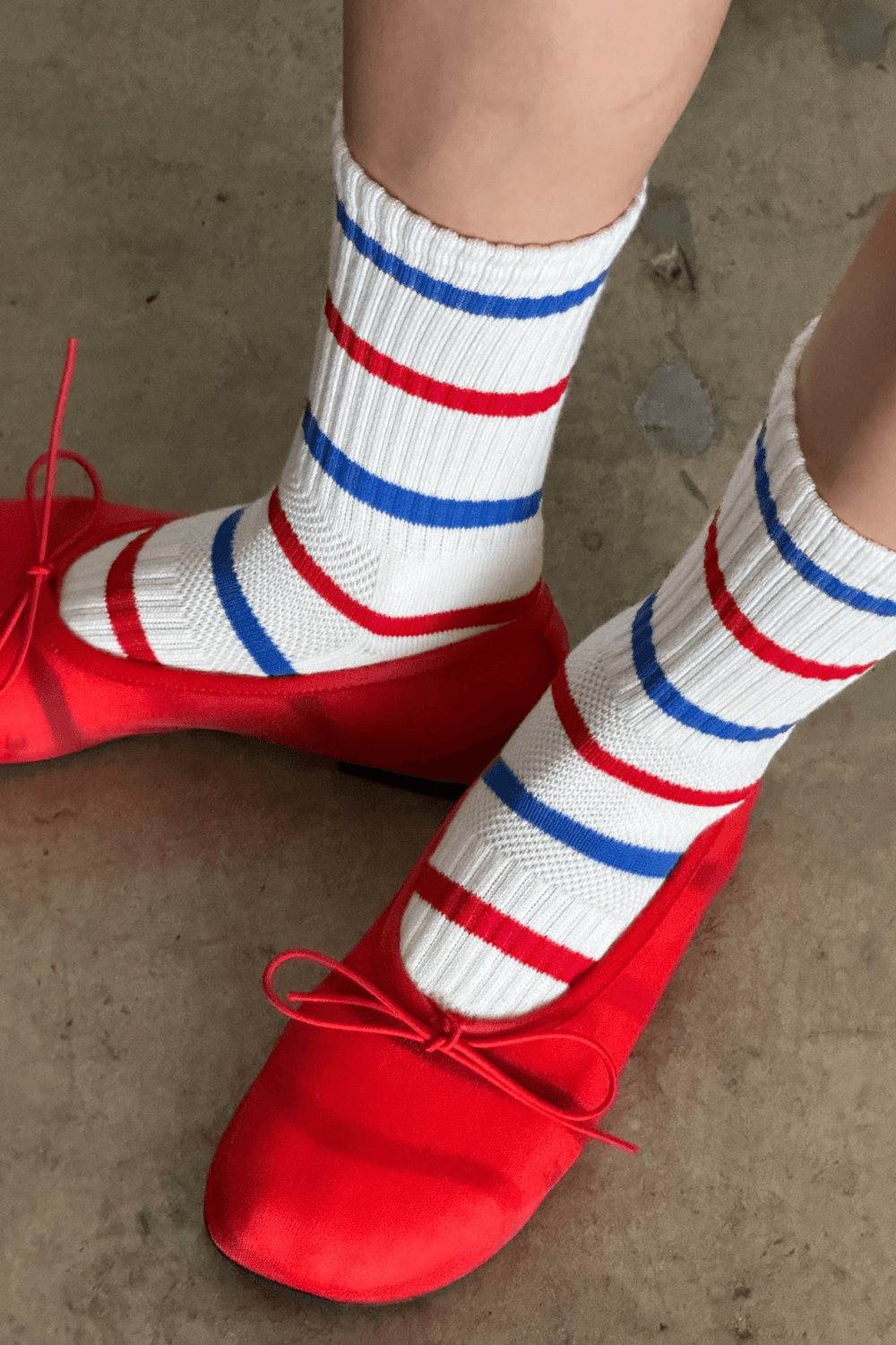 Boyfriend Socks in Red Blue Stripe