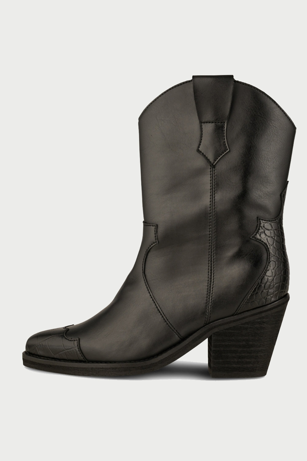 Nancy Western Leather Boot in Black