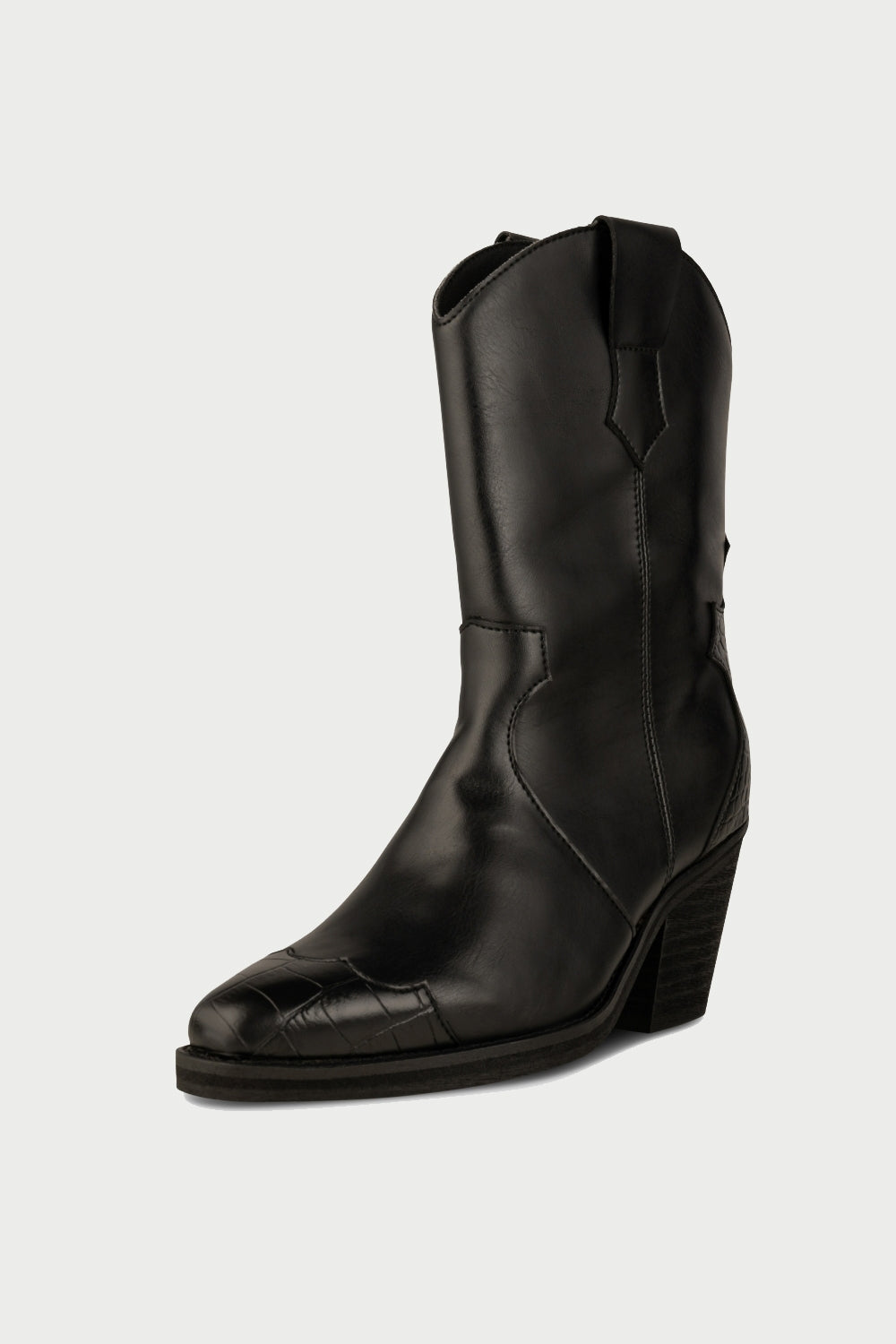 Nancy Western Leather Boot in Black