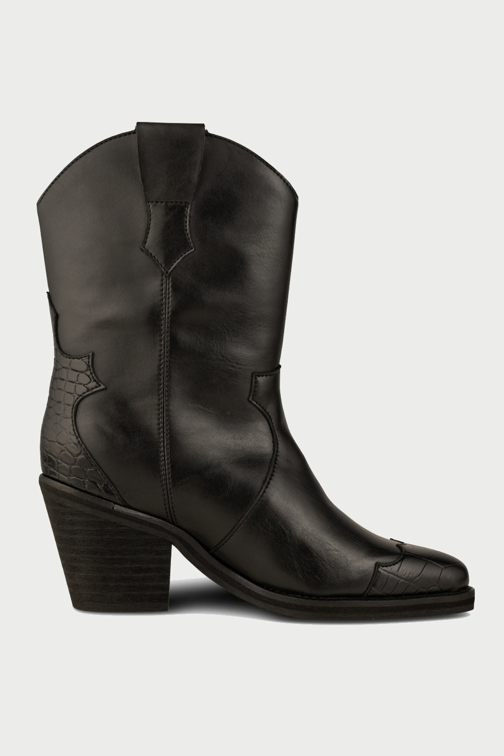 Nancy Western Leather Boot in Black