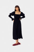 Paloma Shirred Maxidress in Black