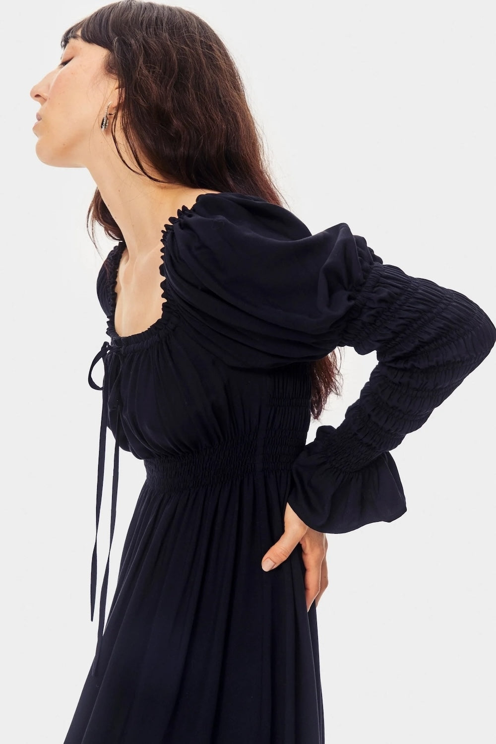 Paloma Shirred Maxidress in Black