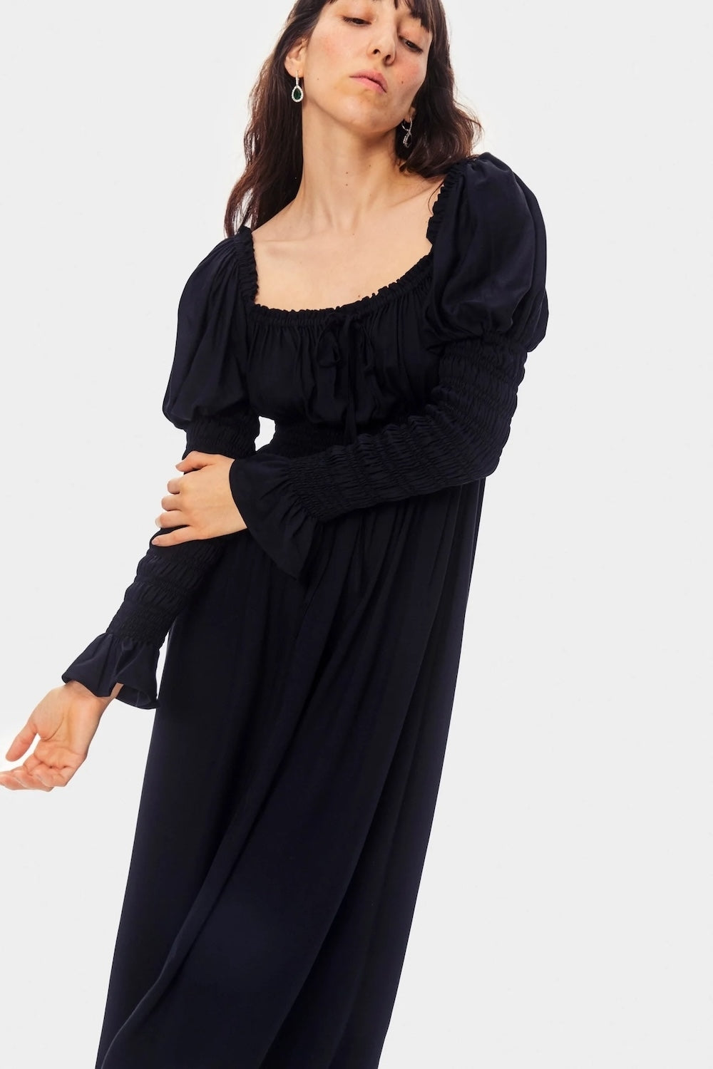 Paloma Shirred Maxidress in Black