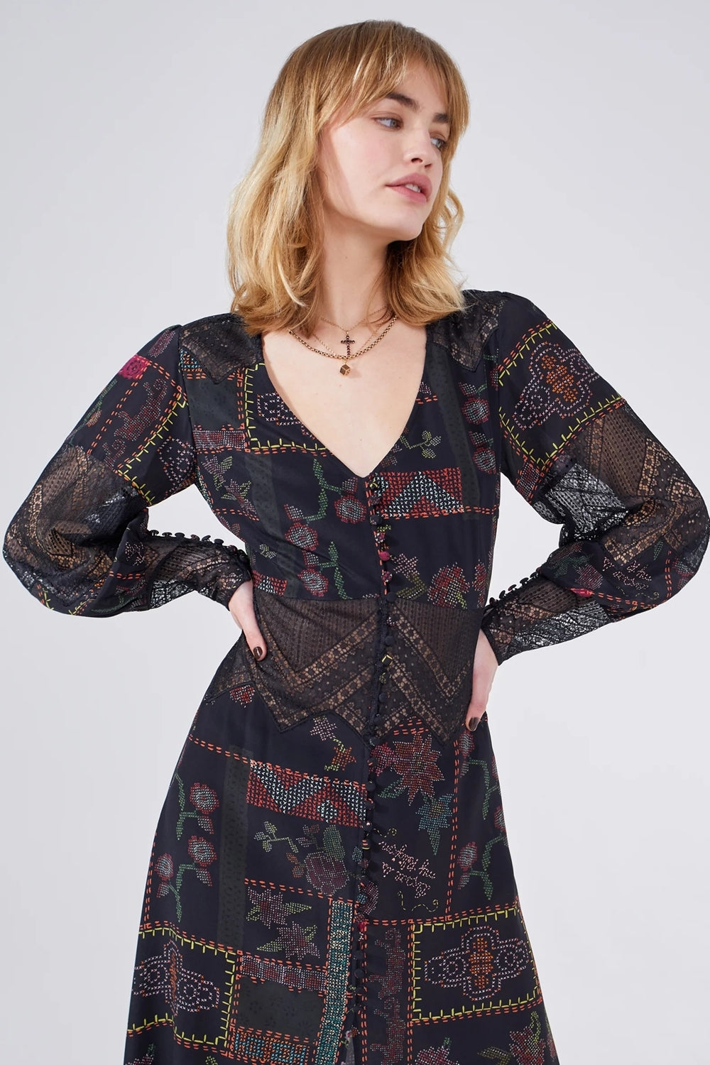 Aida Lace Panel Maxi Dress