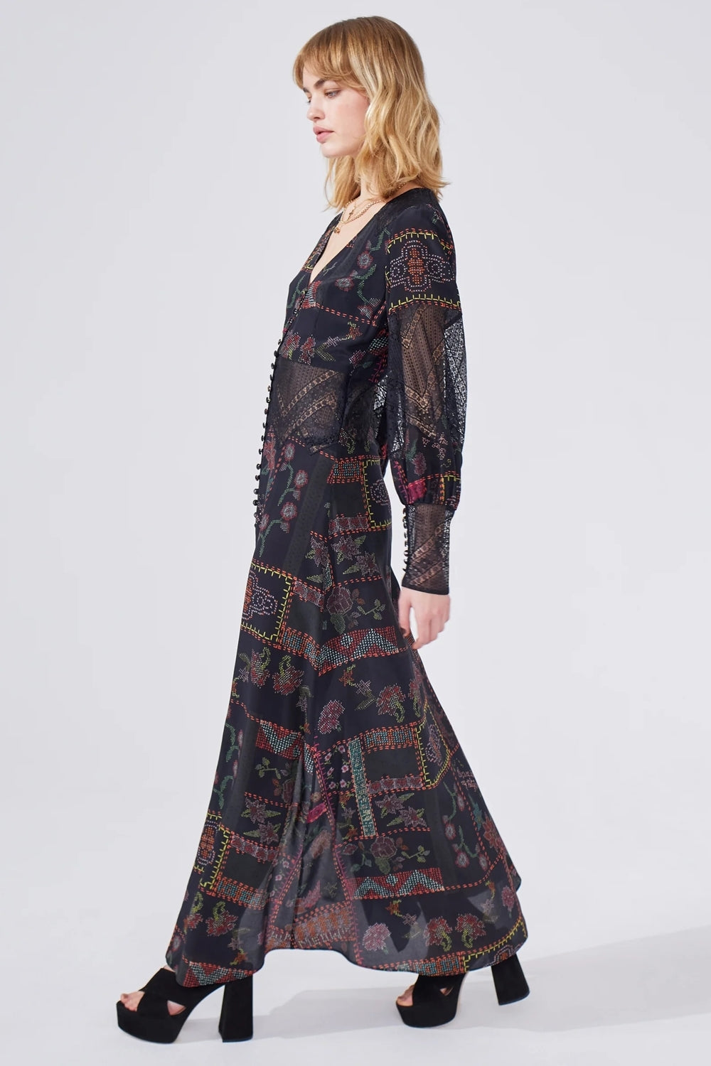Aida Lace Panel Maxi Dress