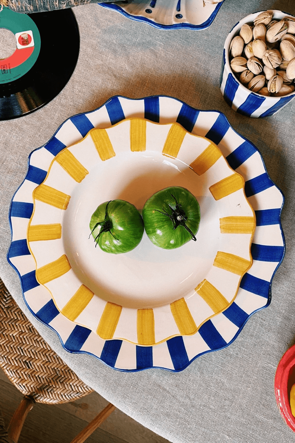 Blue Scalloped Dinner Plate