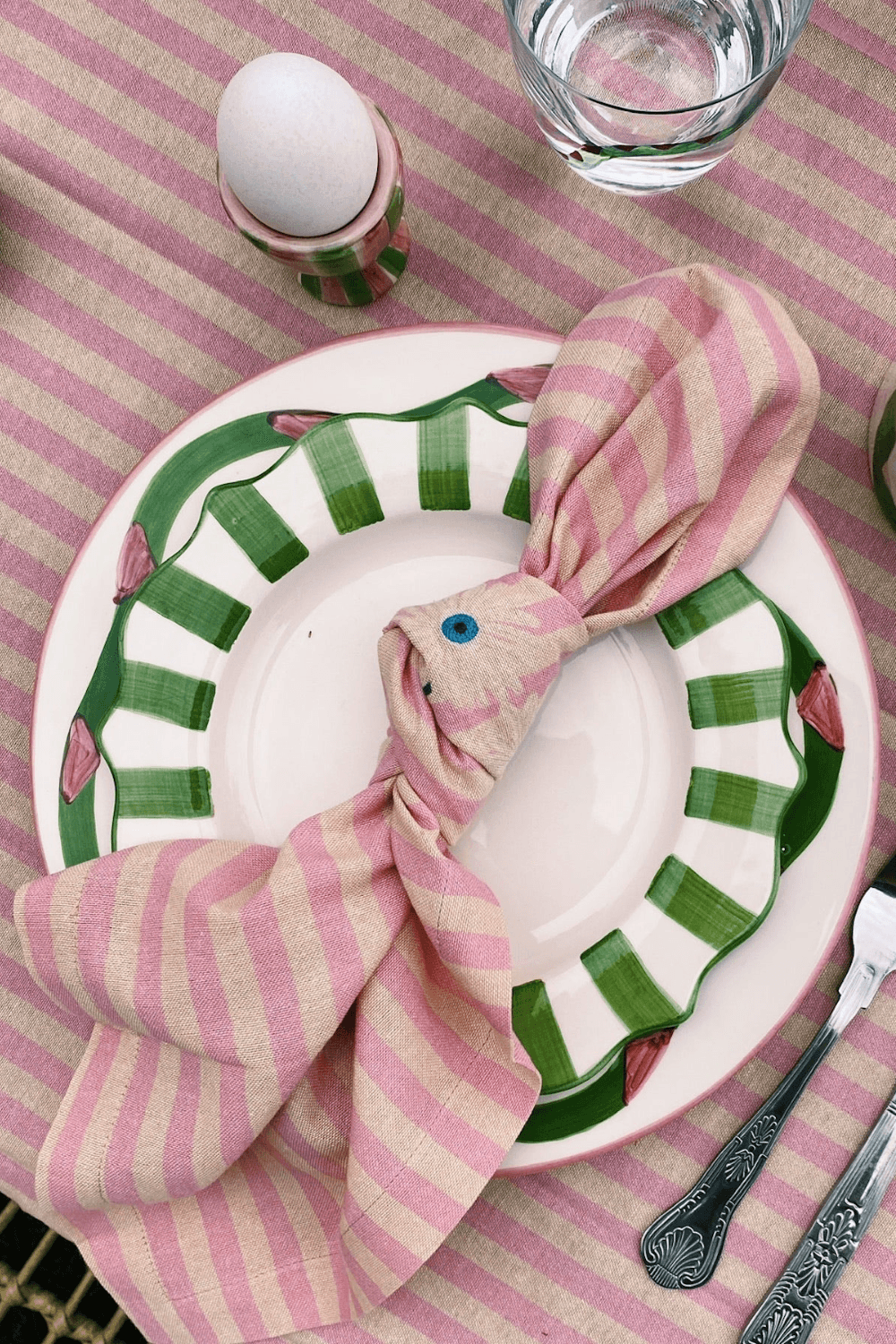 Green Scalloped Breakfast Plate