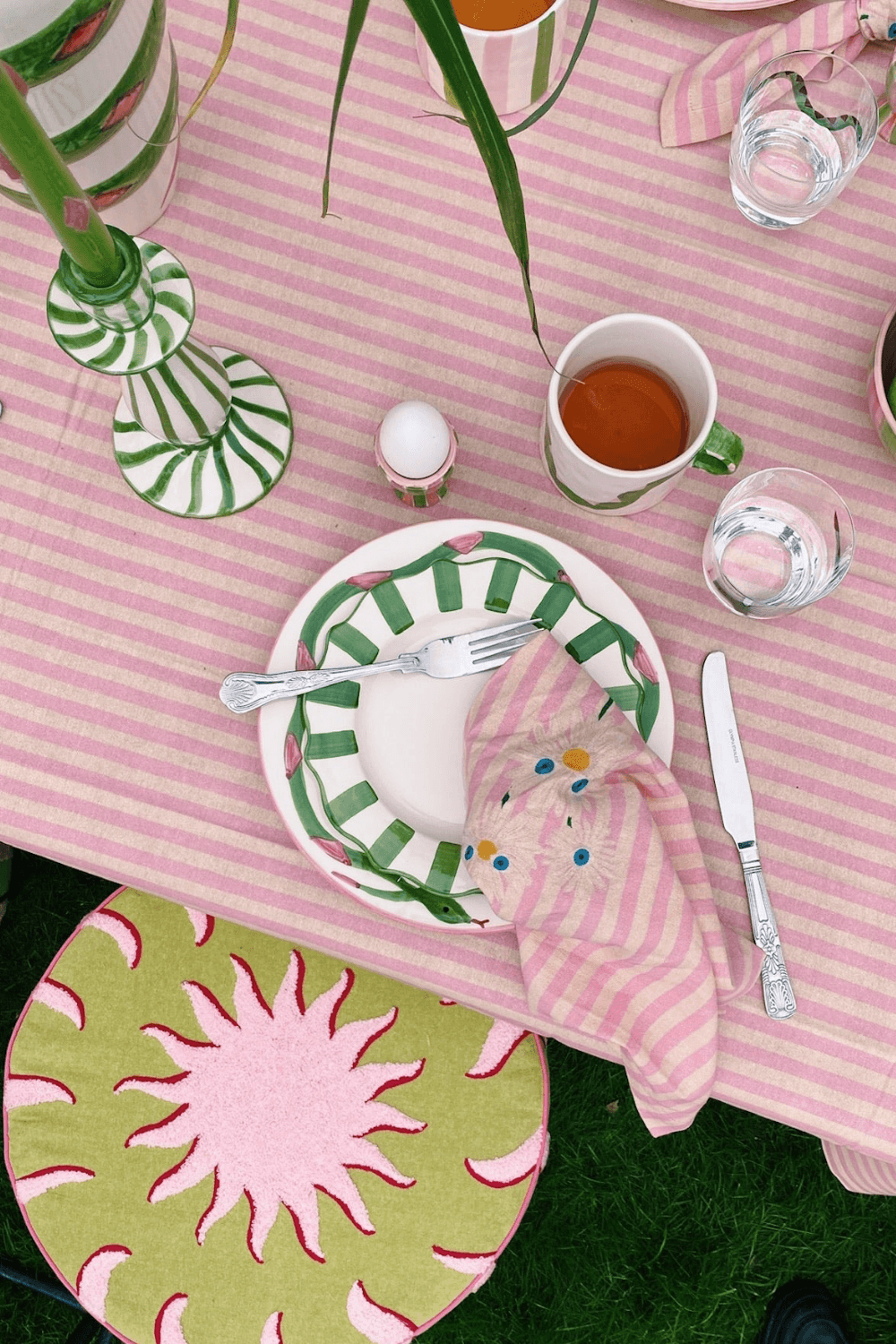 Green Scalloped Breakfast Plate