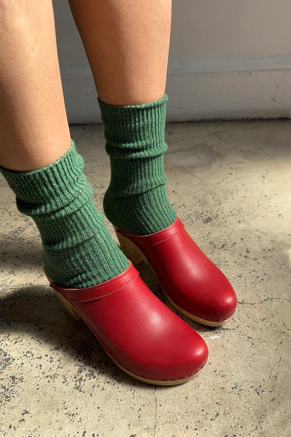 Winter Sparkle Socks in Evergreen
