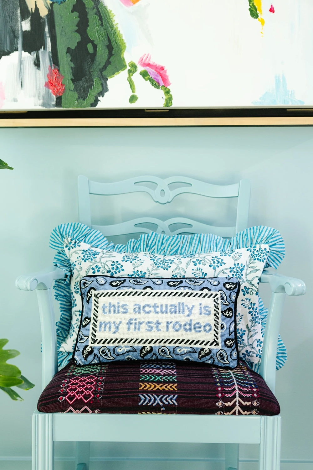 First Rodeo Needlepoint Pillow