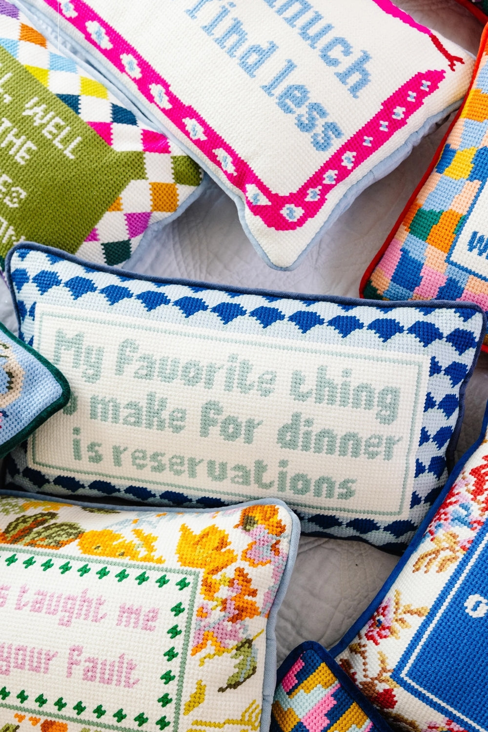 Reservations Needlepoint Pillow