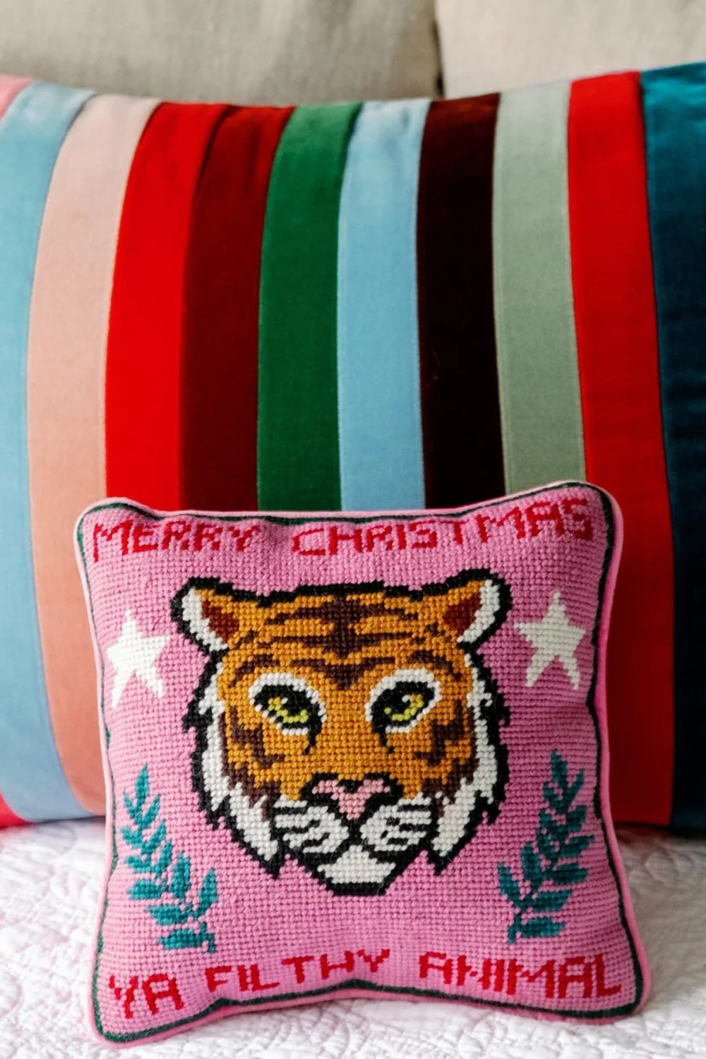 Filthy Animal Needlepoint Pillow