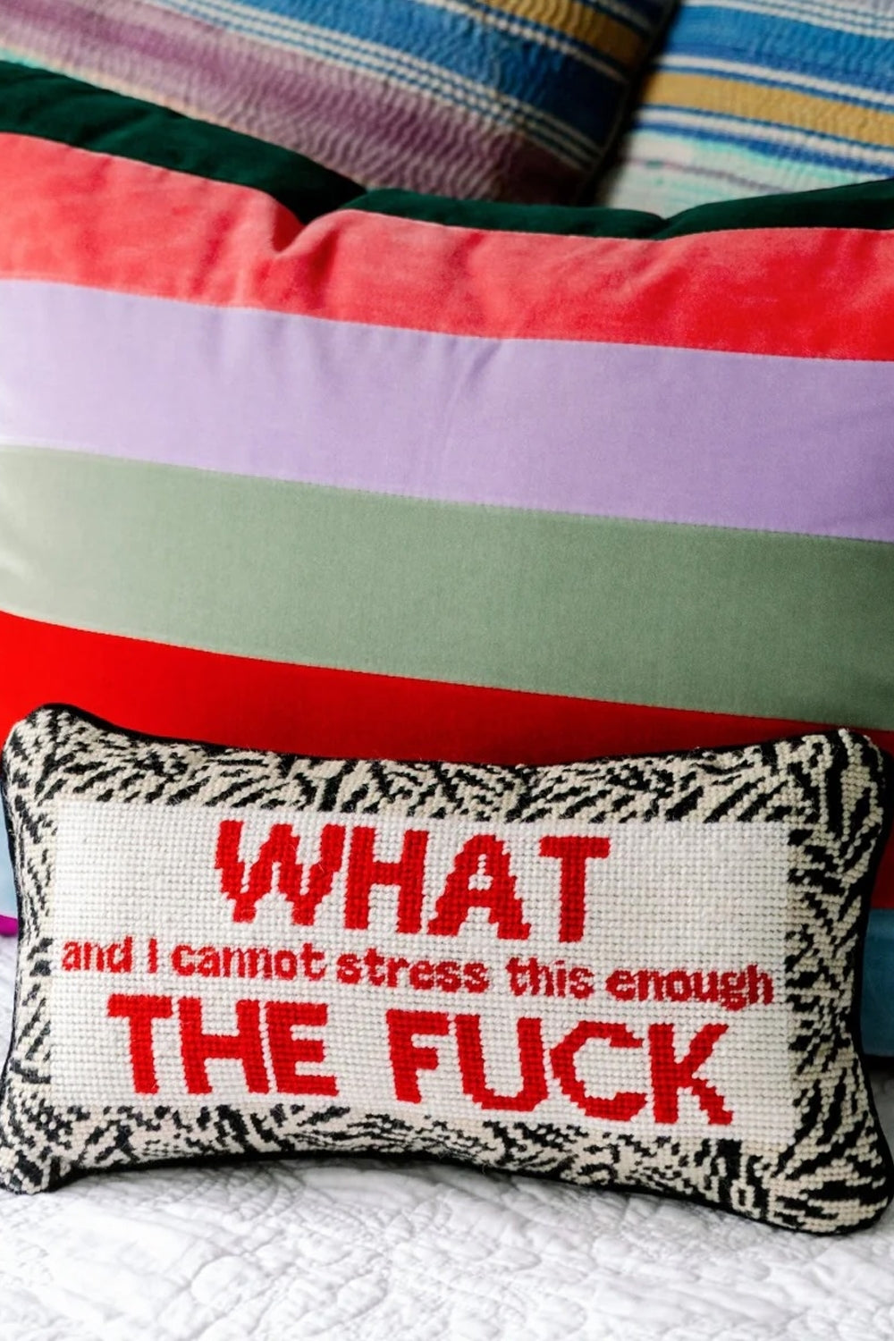 WTF Needlepoint Pillow