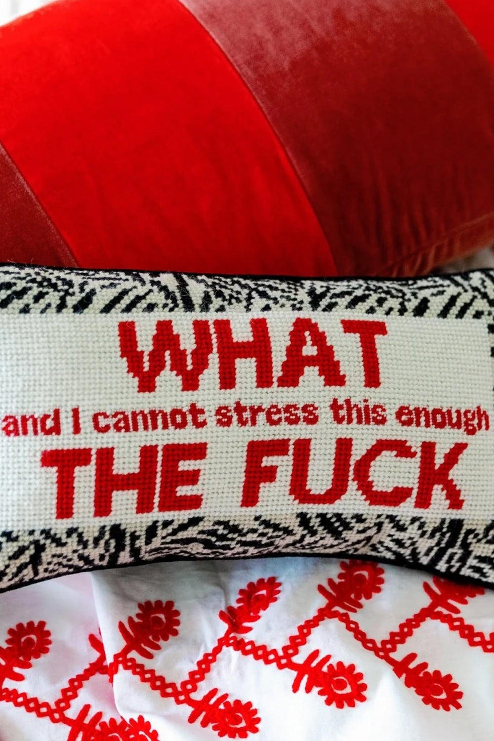 WTF Needlepoint Pillow